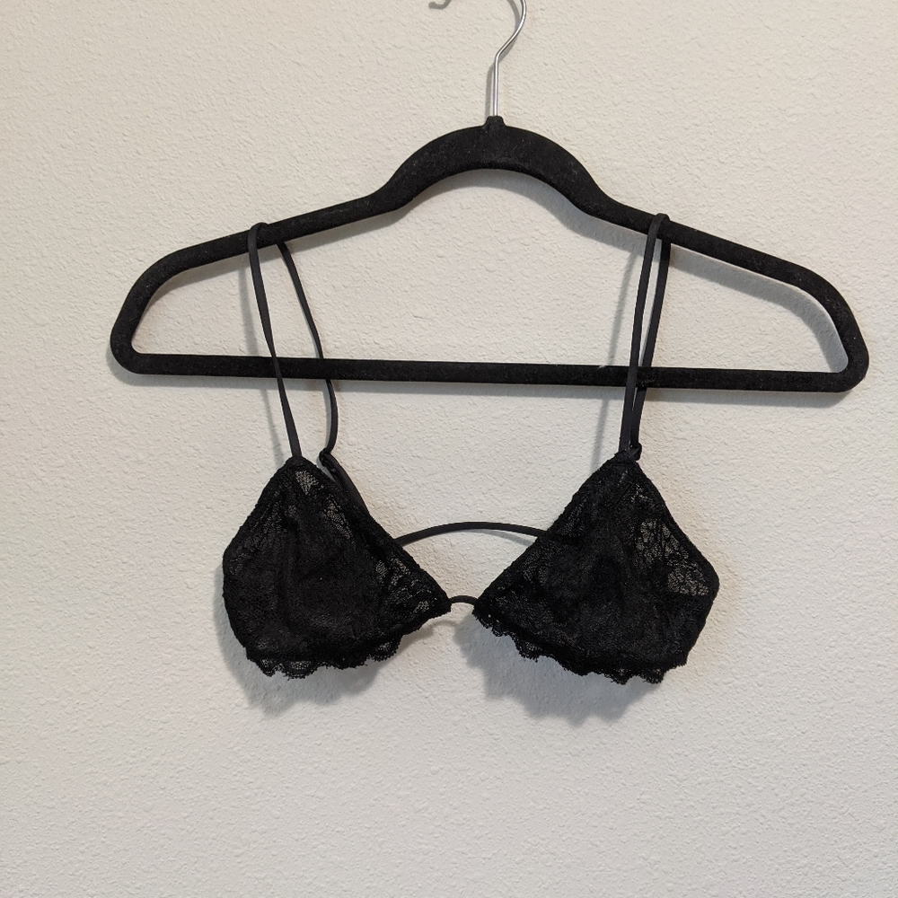 Free People Black Lace Bra